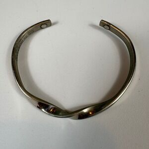 Sergio Lub Copper Magnetic Cuff‎ Bracelet Twisted Silver Tone USA